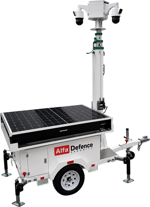 AlfaDefence Solar Surveillance Tower with mast raised